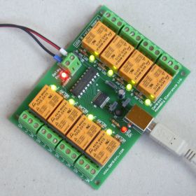 USB Eight Channel Relay Board for Automation - 24V