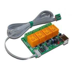 USB Four Channel Relay Board with temperature sensor TCN75A