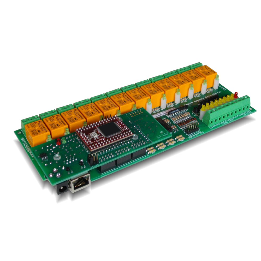 Ethernet 12 Way Relay Output and 16 Inputs Module Board, Serial RS232 ...